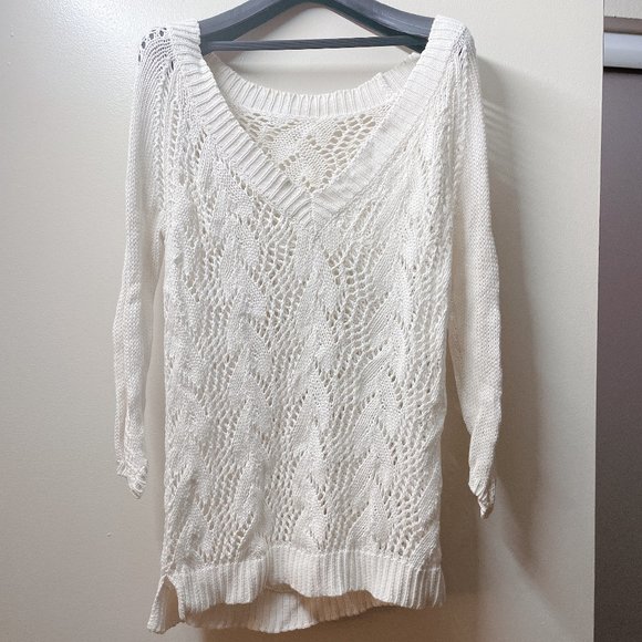 V Neck Knit Sweater | S | Cream | NS1131 | Sample Sale - Picture 1 of 4